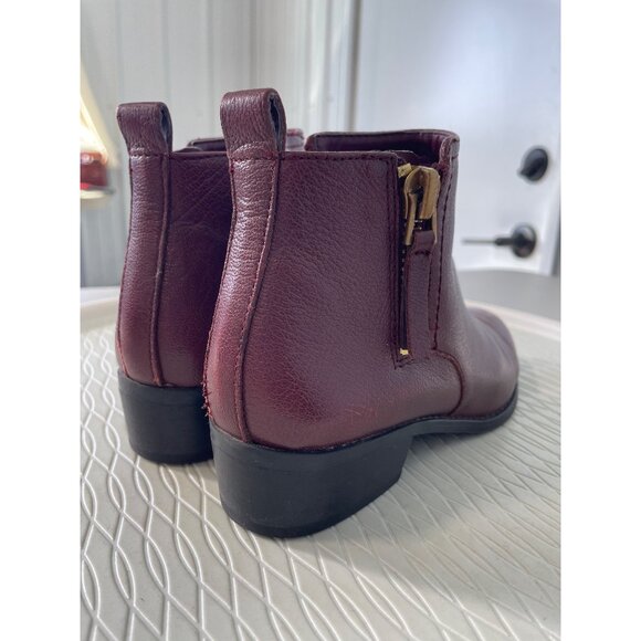 Franco Sarto Skylar Ankle Boot Size 6 Burgundy Leather Block Heel Western Boho - Picture 9 of 9
